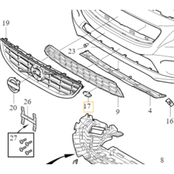 VOLVO V40CC lewy uchwyt koszyk czujnika parkowania przod w kratce OE
