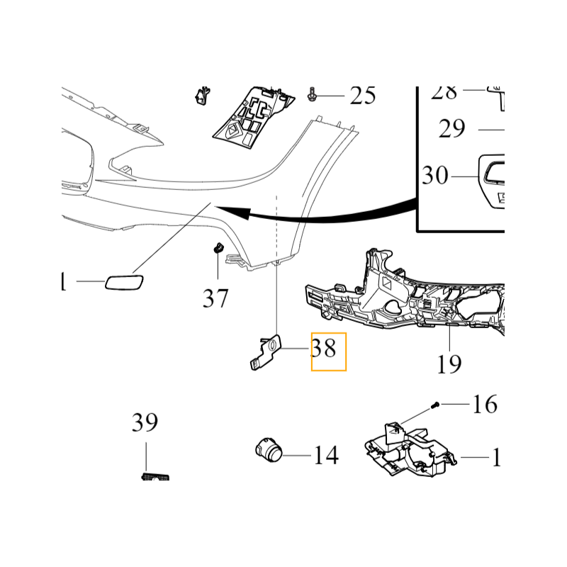 VOLVO S90 V90 V90CC lewy wspornik koszyk czujnika zderzak przod OE