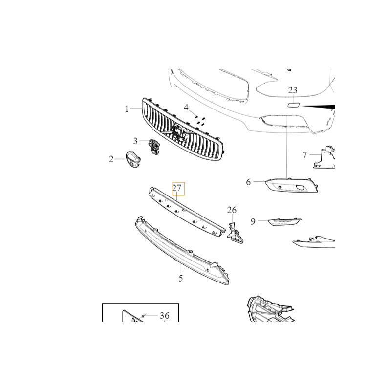 VOLVO V90CC srodkowa kierownica prowadnica powietrza zderzaka przod OE