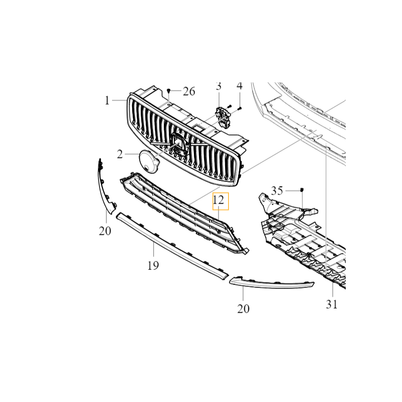 VOLVO XC60 II dolna srodkowa atrapa kratka zderzaka OE