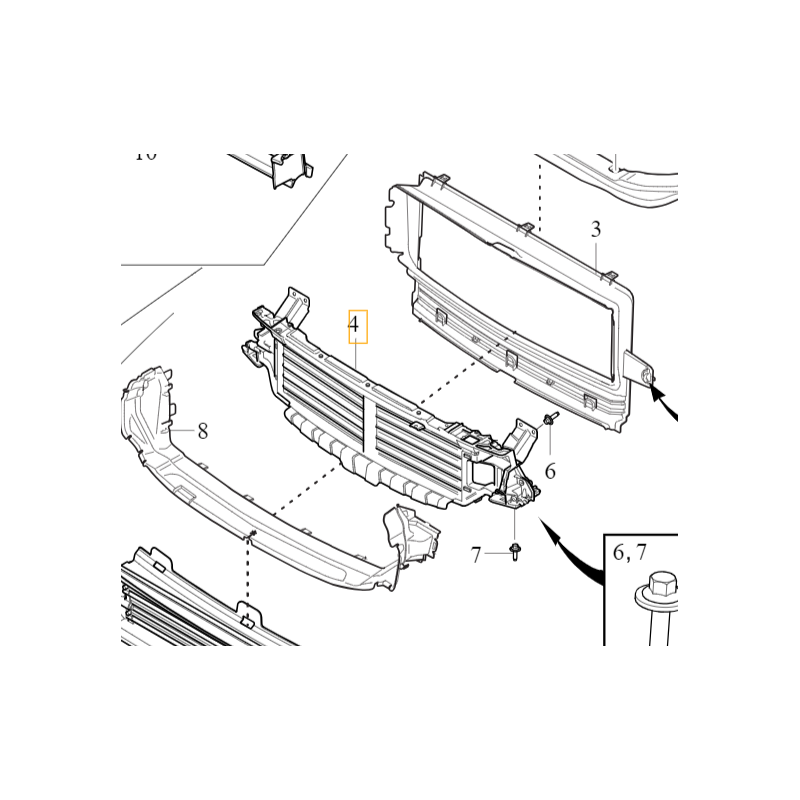 VOLVO XC60 II gorna zaluzja aktywna prowadnica powietrza wspornik pas OE