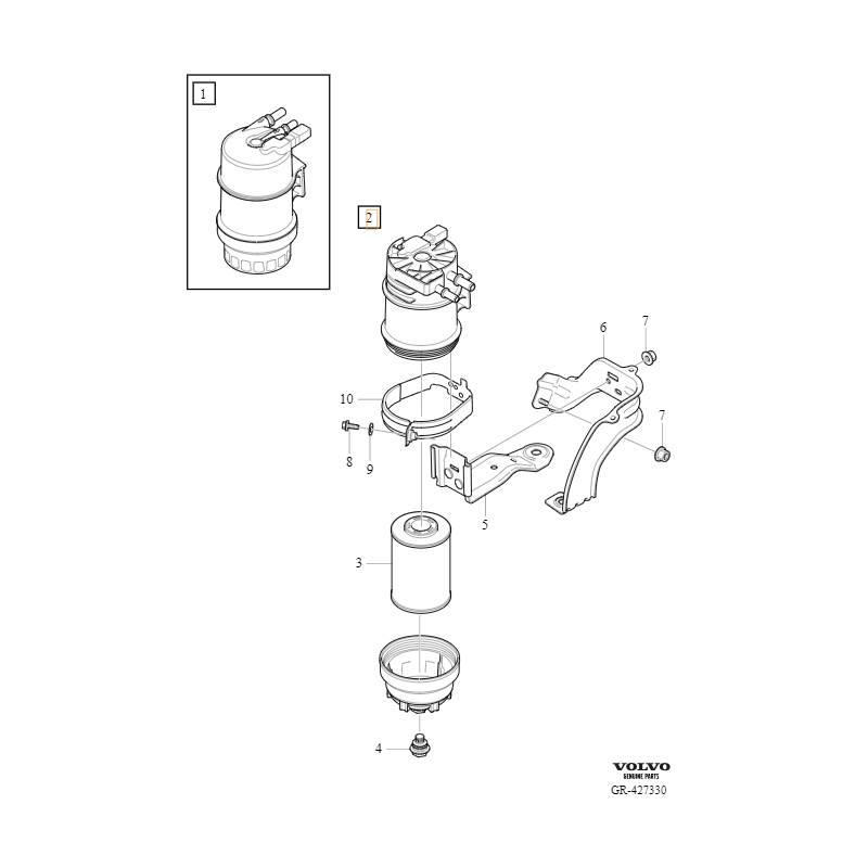 VOLVO S60 V60 S80 V70 XC60 XC70 obudowa filtra paliwa diesel D3 D4 D5 OE