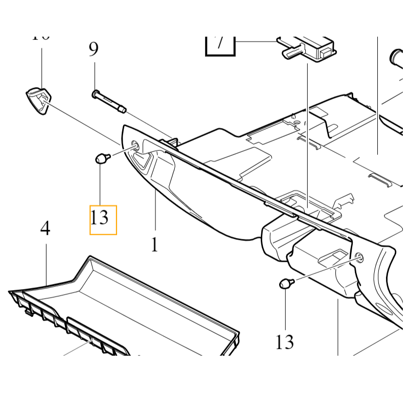 VOLVO V40 S60 V60 S90 V90 XC40 XC60 XC90 II odboj schowka pasazera OE