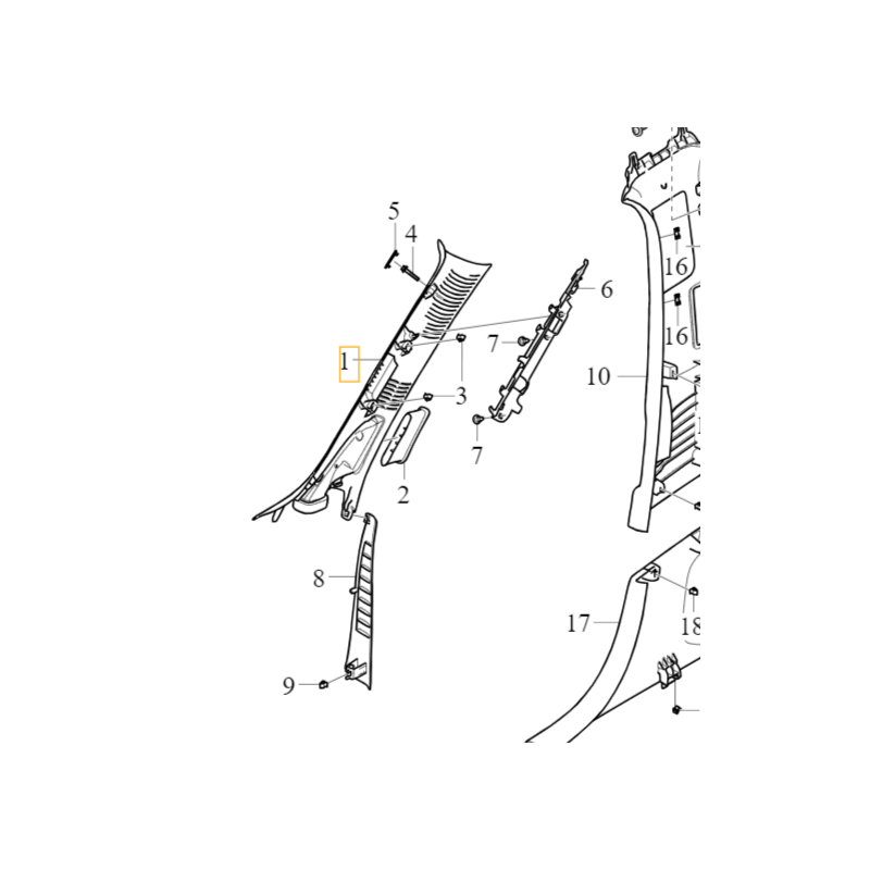 VOLVO S90 S90L V90 V90CC wykladzina tapicerka prawego slupka A blonde OE