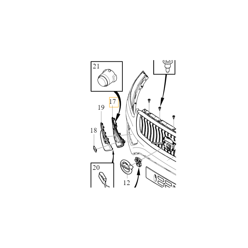 VOLVO XC90 II PlugIn prawa kratka zderzak przedni OE