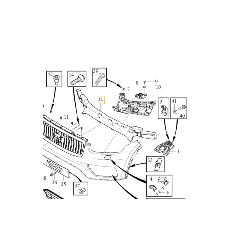 VOLVO XC90 II absorber zderzaka przod styropian OE
