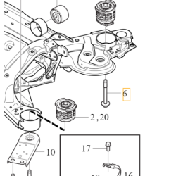 VOLVO S60 V60 S90 V90 XC60 XC90 II sruba M14x130 ramy zawieszenia tyl OE