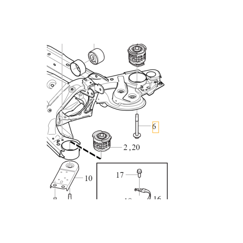 VOLVO S60 V60 S90 V90 XC60 XC90 II sruba M14x130 ramy zawieszenia tyl OE
