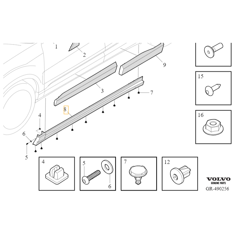 VOLVO EX30 listwa progowa prawa nakladka prog czarna OE