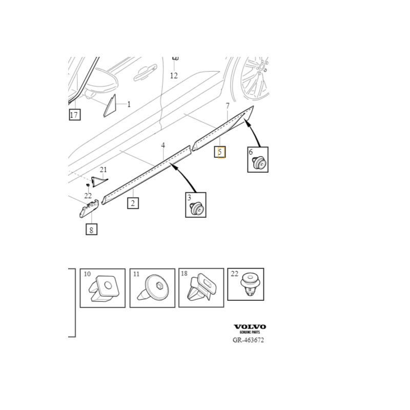 VOLVO XC60 II listwa drzwi lewy tyl podklad chrom Inscription OE 39846084