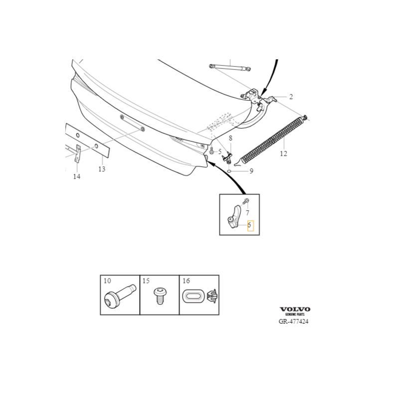 VOLVO S60 III dolny odboj klapy bagaznika OE 31479736