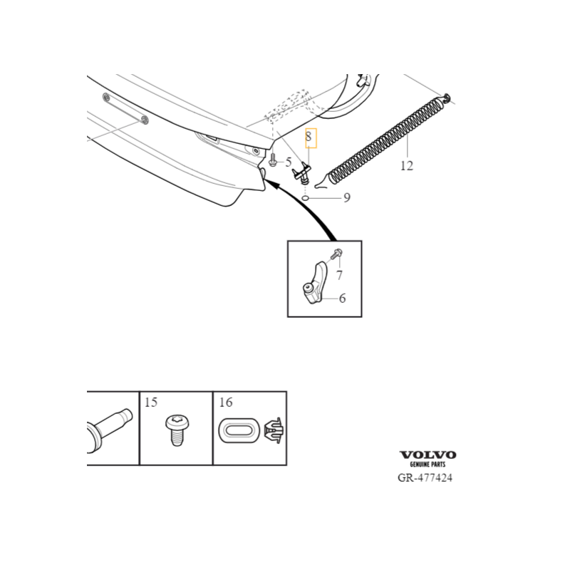 VOLVO S60 III gorny odboj klapy bagaznika OE 31479412