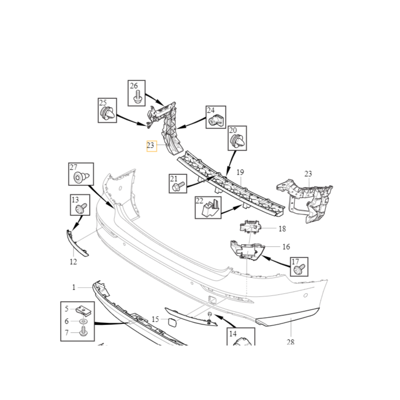 VOLVO S60 III prawy slizg mocowanie zderzaka tyl OE 31663001
