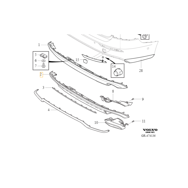 VOLVO S60 III V60 II spoiler dyfuzor zderzaka tyl R-Design OE 31690528