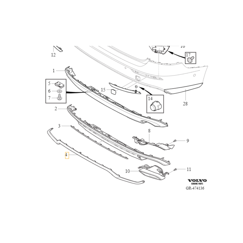 VOLVO S60 III V60 II spoiler listwa zderzaka tyl R-Design OE 39796964