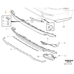 VOLVO S60 III V60 II dyfuzor dokladka zderzak tyl OE 32227003