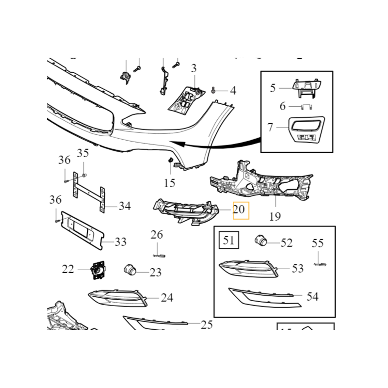 VOLVO S90 V90 HYB prawa kratka zaslepka zderzak przod OE 31425451