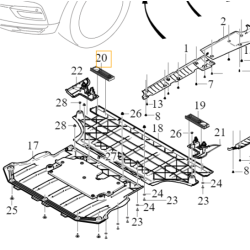 VOLVO C40 EX40 XC40 EV prawy wspornik plyty oslony przod OE 31694432
