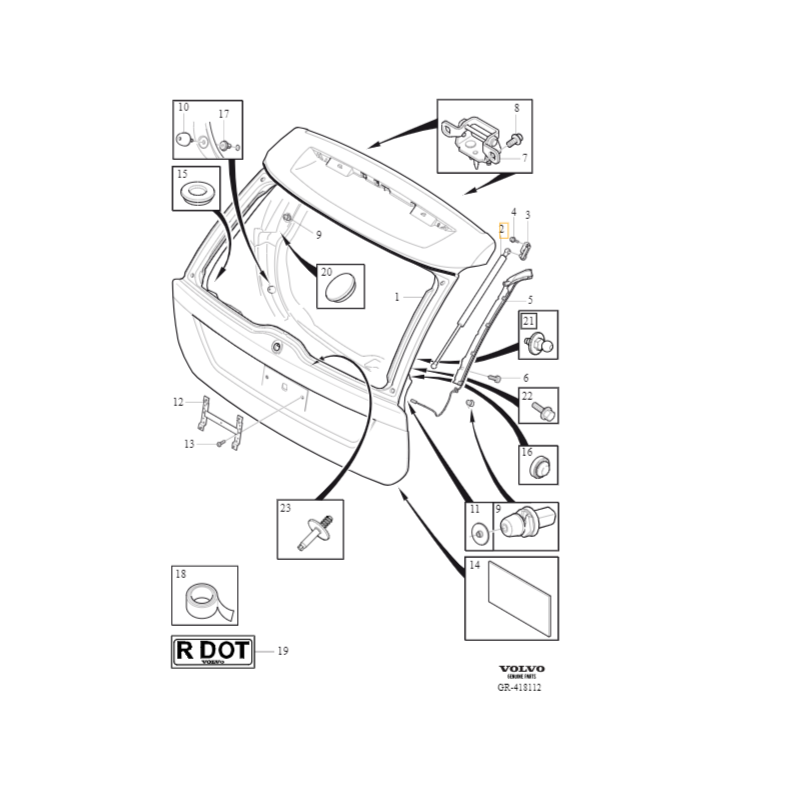VOLVO XC60 I silownik sprezyna gazowa klapy bagaznika OE 31365719
