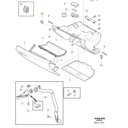 VOLVO V40 V40CC lewy wspornik schowka pasazera OE 1284876