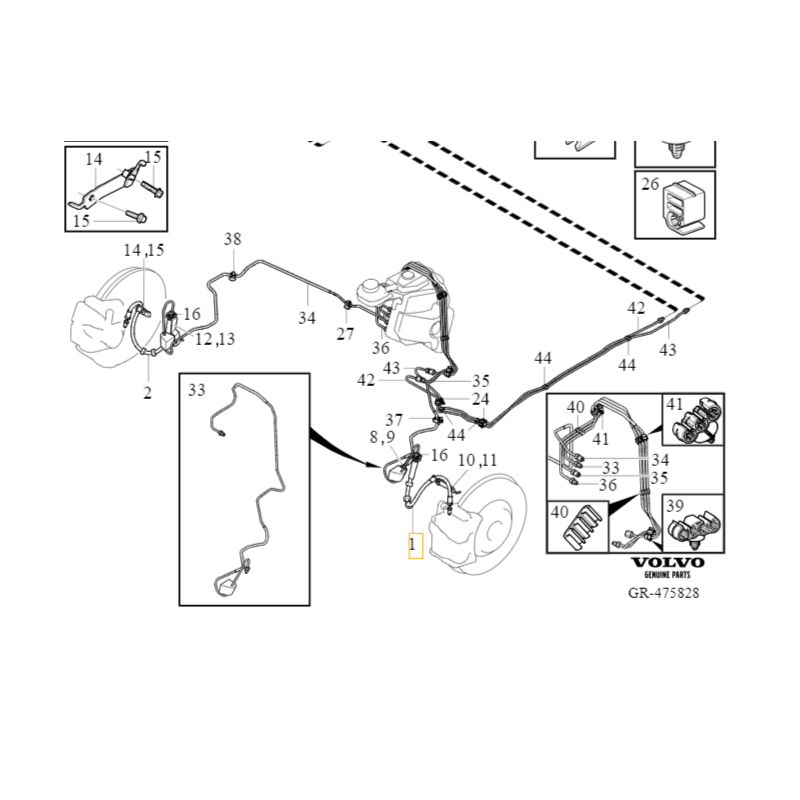 VOLVO XC40 elastyczny przewod hamulcowy prawy lewy przod OE 31658254