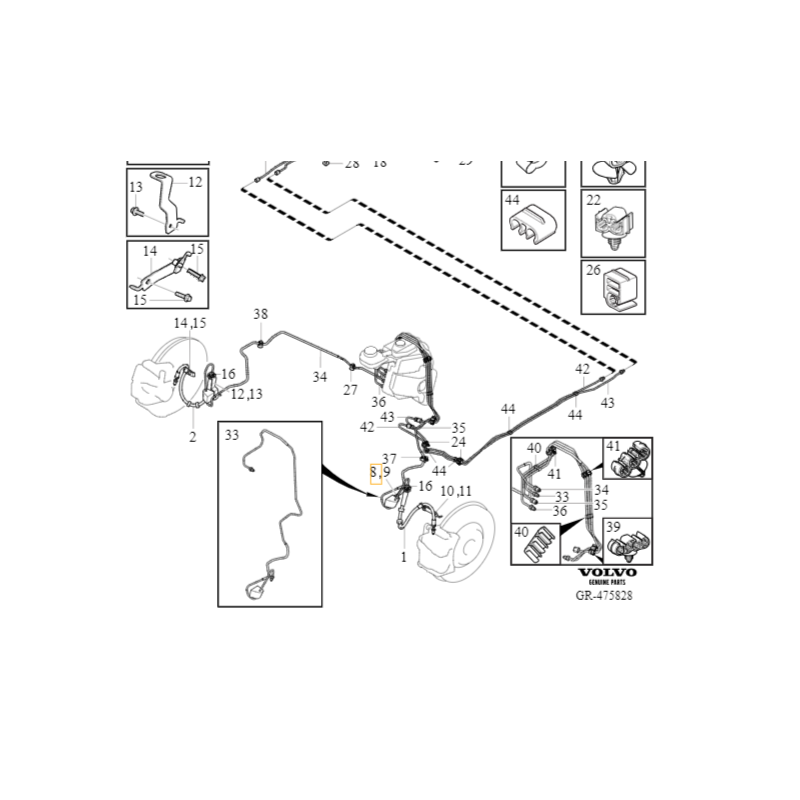 VOLVO C40 XC40 wspornik wewnetrzny przewod hamulcowy lewy przod OE 32221209