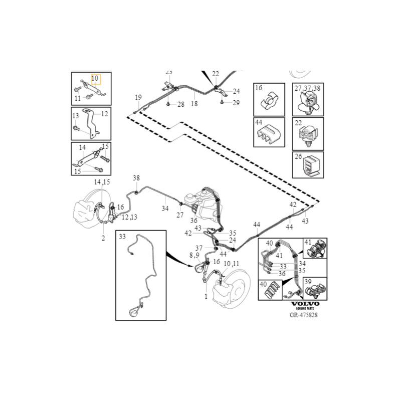 VOLVO C40 XC40 wspornik zewnetrzny przewod hamulcowy lewy przod OE 32221210