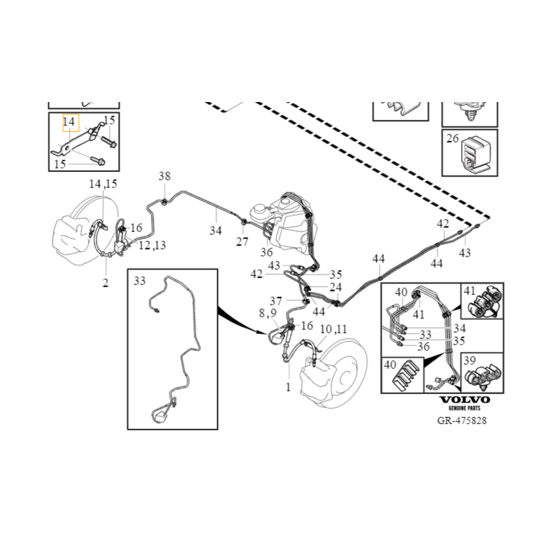 VOLVO C40 XC40 wspornik zewnetrzn przewod hamulcowy prawy przod OE 32221212
