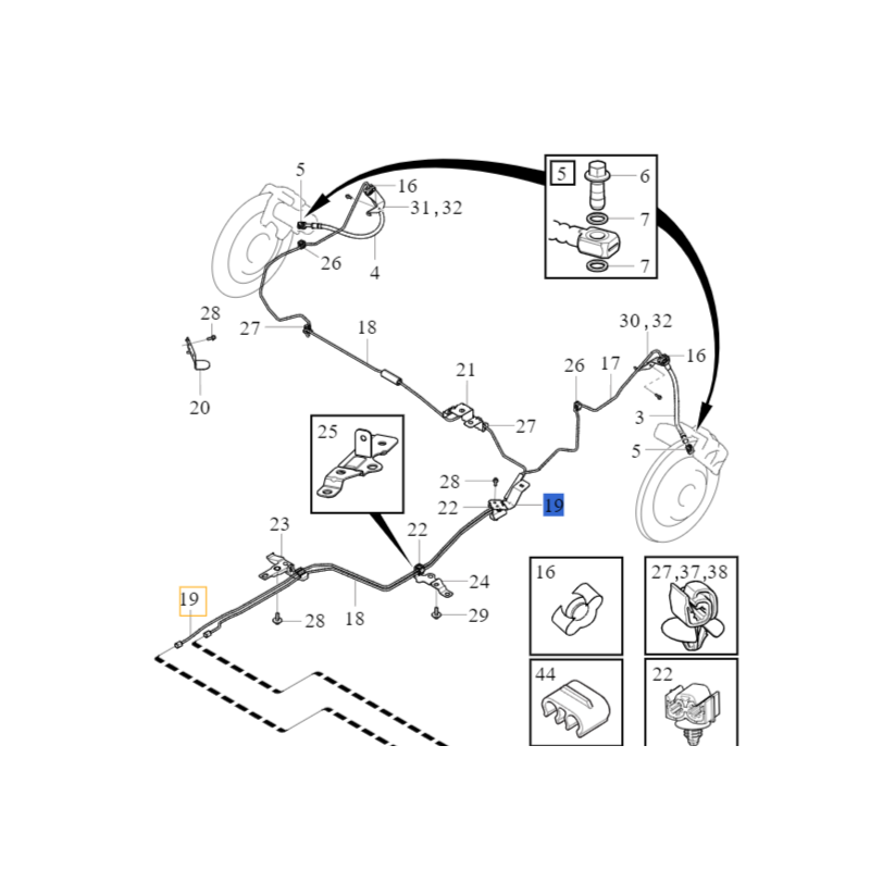 VOLVO XC40 wspornik przewod hamulcowy lewy tyl OE 32221213