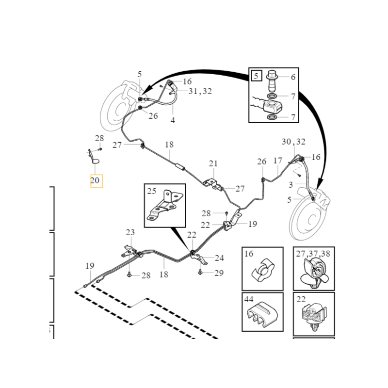 VOLVO XC40 wspornik przewod hamulcowy prawy tyl OE 32221214