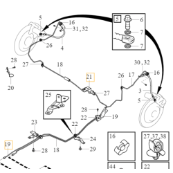 VOLVO XC40 wspornik przewod hamulcowy srodkowy tyl OE 32221217