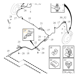 VOLVO XC40 wspornik przewod hamulcowy srodkowy tyl OE 32221216