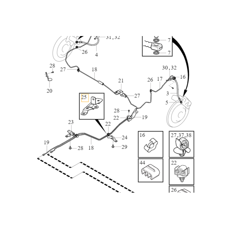 VOLVO XC40 wspornik przewod hamulcowy srodkowy tyl OE 32221216