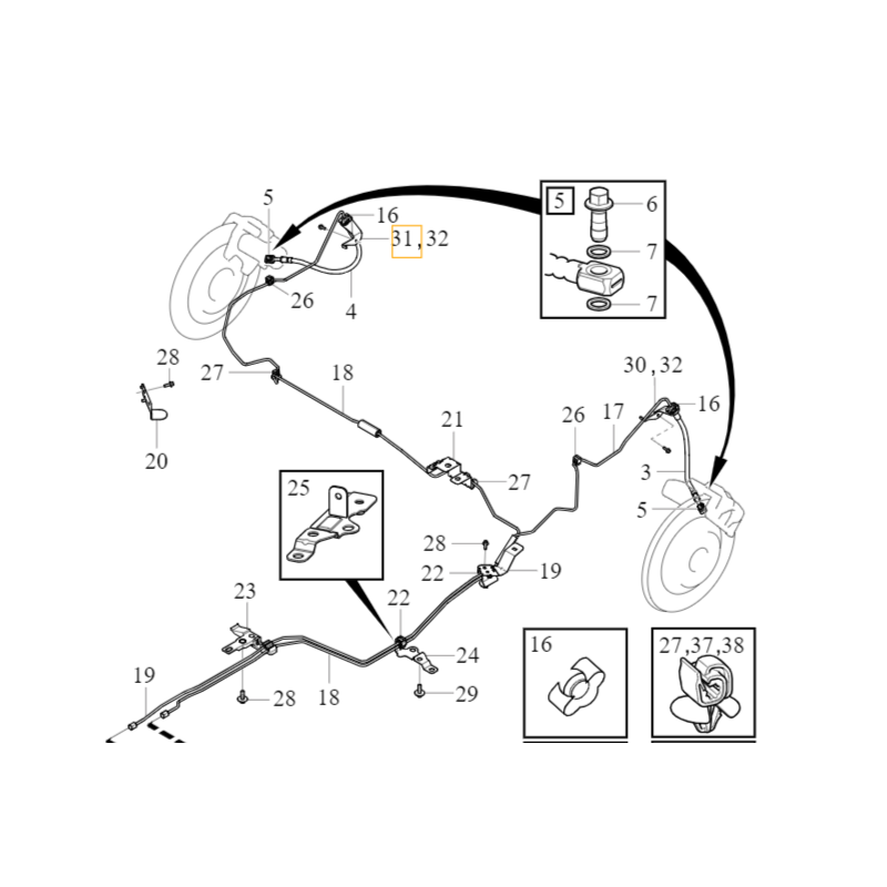 VOLVO C40 XC40 wspornik przewod hamulcowy prawy tyl OE 32221219