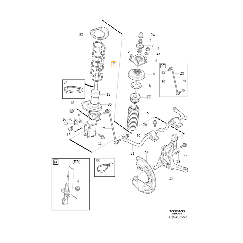 VOLVO V70 XC70 sprezyna zawieszenia przod OE 31200372