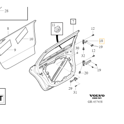 VOLVO S60 III V60 V60CC II dolny zawias drzwi lewy tyl OE 31662720
