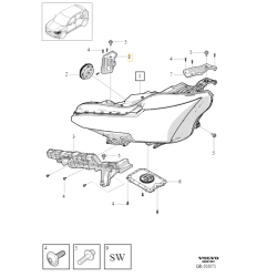 VOLVO EX30 wspornik uchwyt naprawczy lampy przod lewy wewn OE 80016779