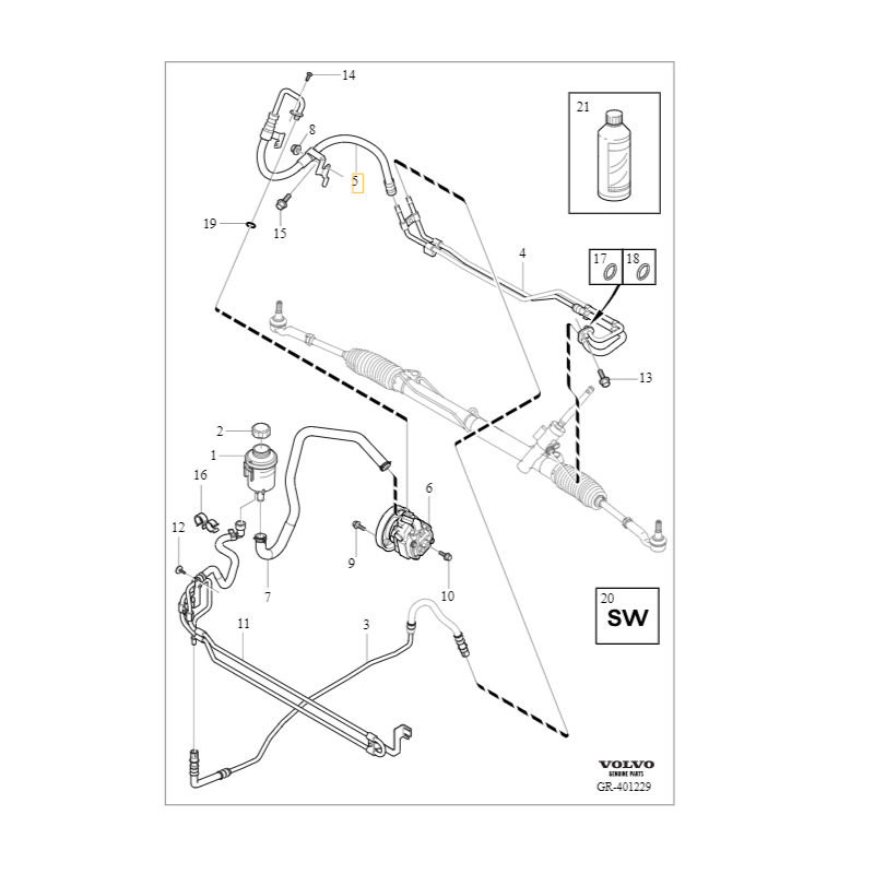 VOLVO S80 V70 XC60 XC70 przewod wspomagania kierownicy 2.4D OE 31302069