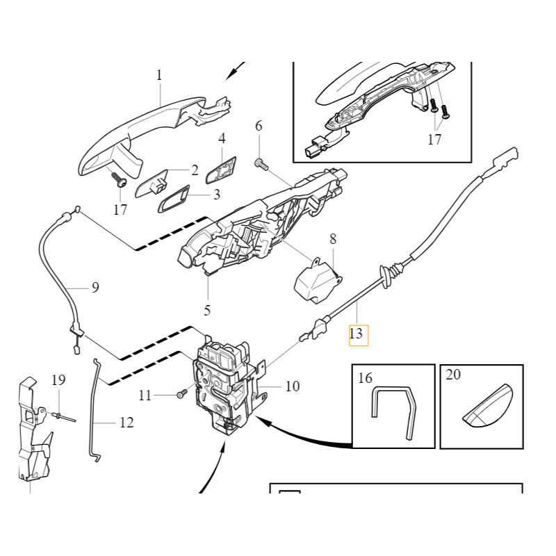 VOLVO XC90 II linka zamka drzwi klamki wewnetrznej przod OE 31322396
