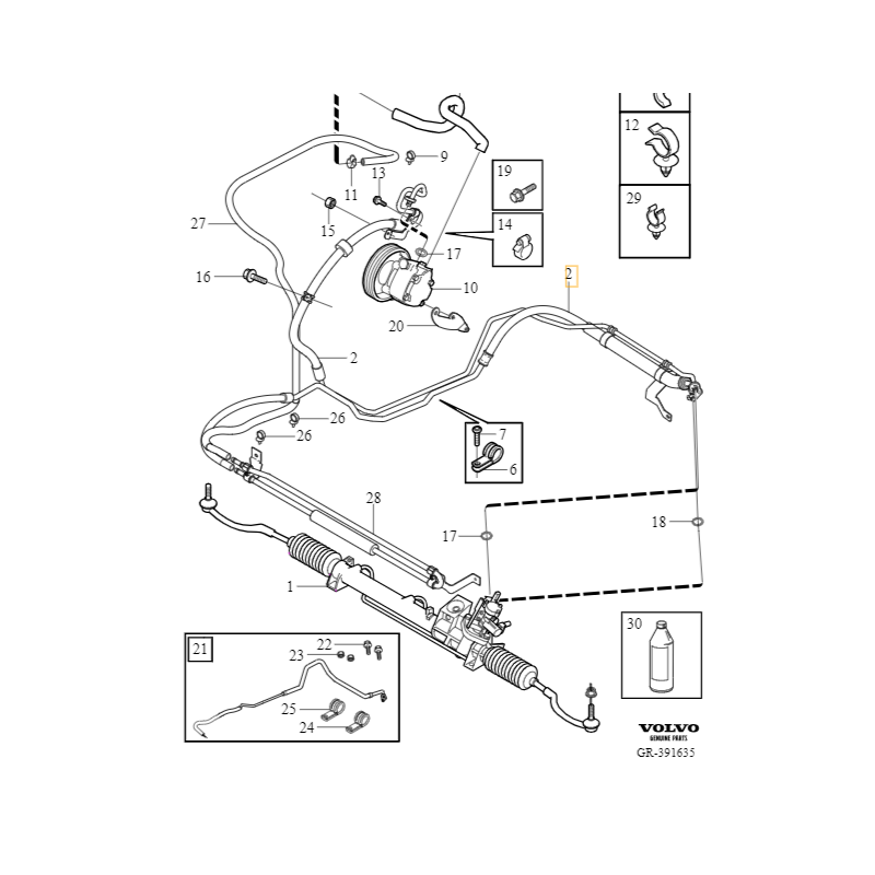 VOLVO XC90 V8 przewod cisnieniowy ukladu wspomagania kierownicy OE 31340945