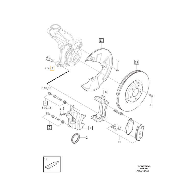 VOLVO XC40 C40 EX30 sruba M14x50 jarzma hamulcowego przod OE 30622811