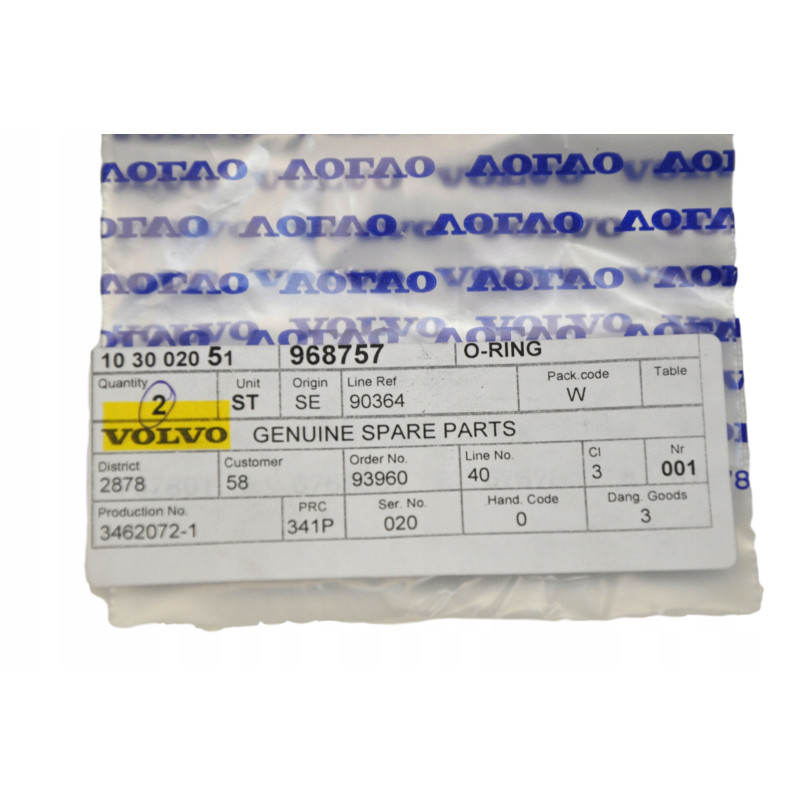 VOLVO 850 C30 C70 oring przewodu chlodnicy automat 968757