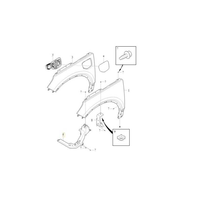 VOLVO XC40 C40 wspornik blotnika lewy