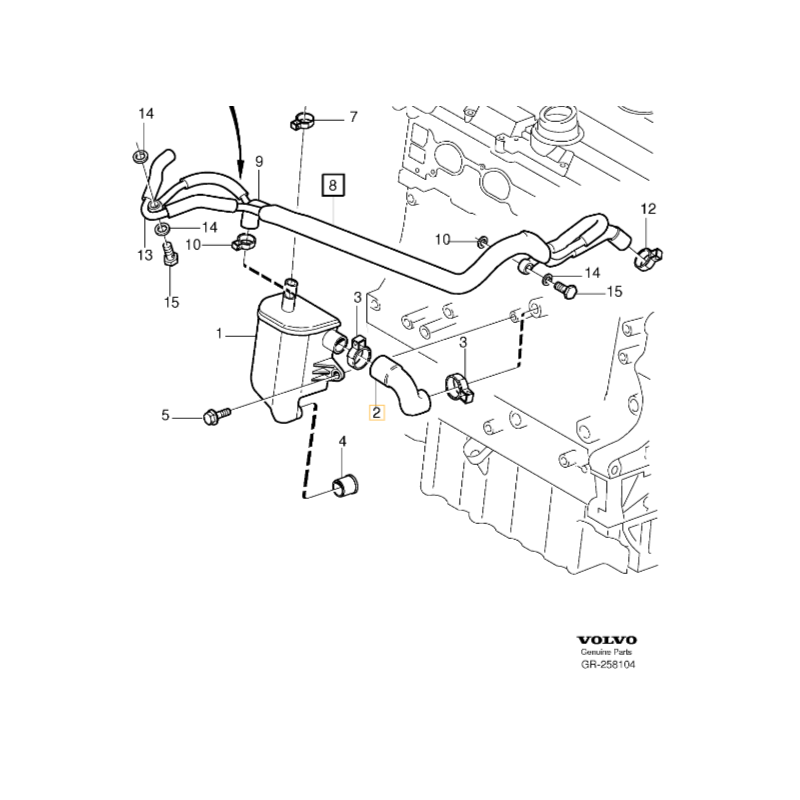 VOLVO S60 S80 V70 XC70 XC90 przewod kolano odma silnika OE 30677388