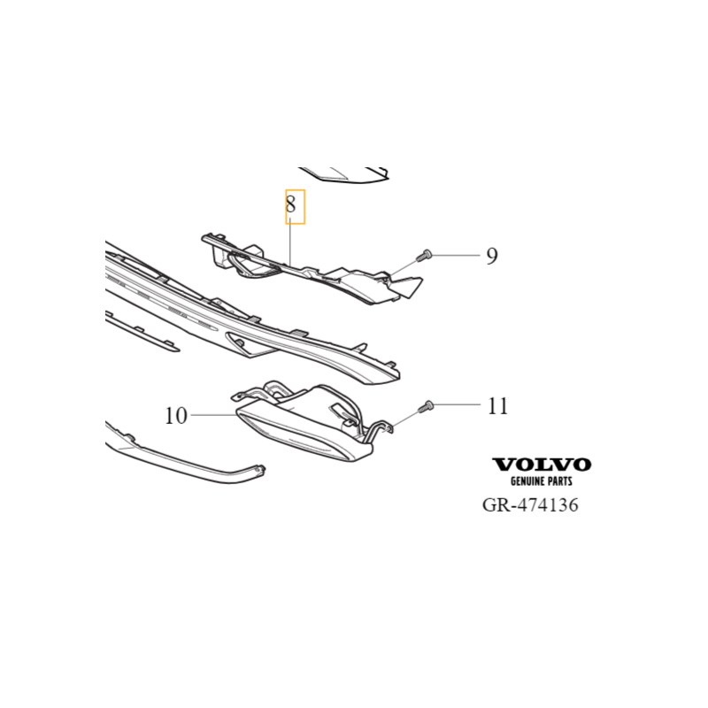 VOLVO S60 V60 II prawy wspornik koncowki wydechu tyl R-Design OE 31455573