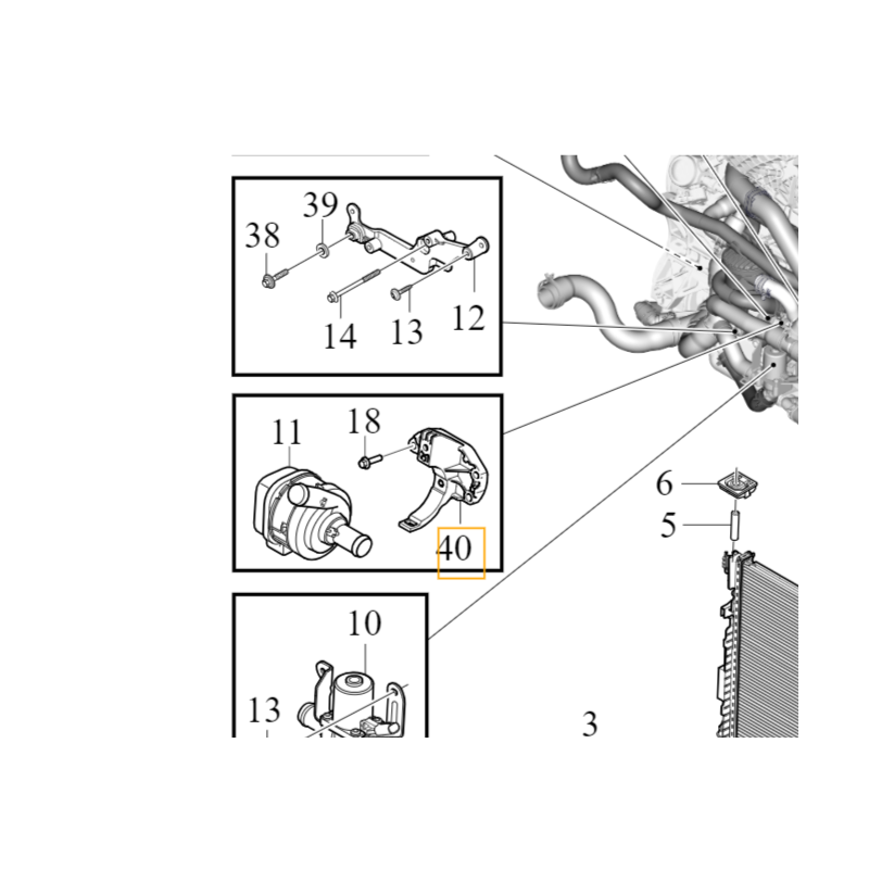 VOLVO S90L XC60 XC90 II HYB uchwyt wspornik obejma pompy wody OE 31493255