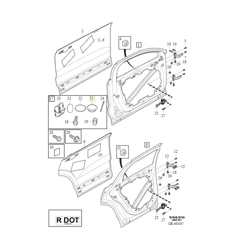 VOLVO zaslepka karoseryjna otworu drzwi 13mm OE 30666584