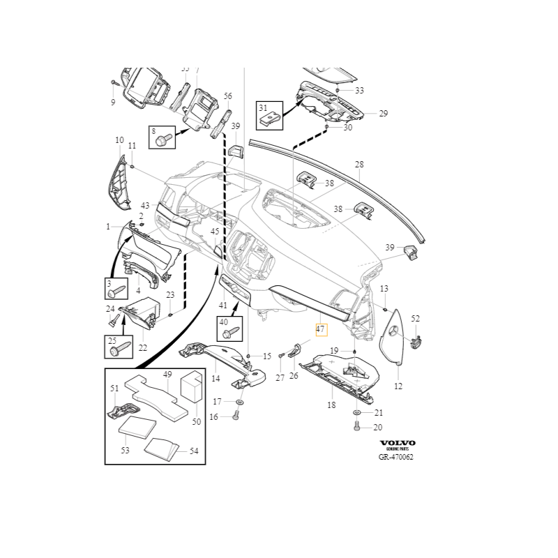 VOLVO XC90 II listwa ozdobna dekor deski prawy "Iron Ore" OE 31688790