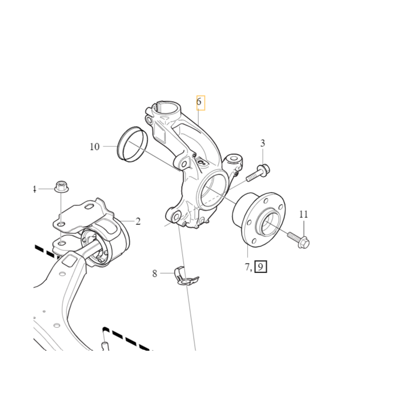 VOLVO V60CC S60CC XC60 XC70 zwrotnica zawieszenia prawy przód OE 8250538