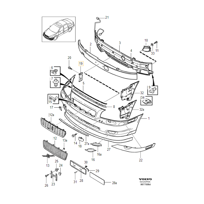 VOLVO S80 wspornik ślizg mocowanie zderzak przód OE 9151705 CZĘŚĆ NA STANIE B4